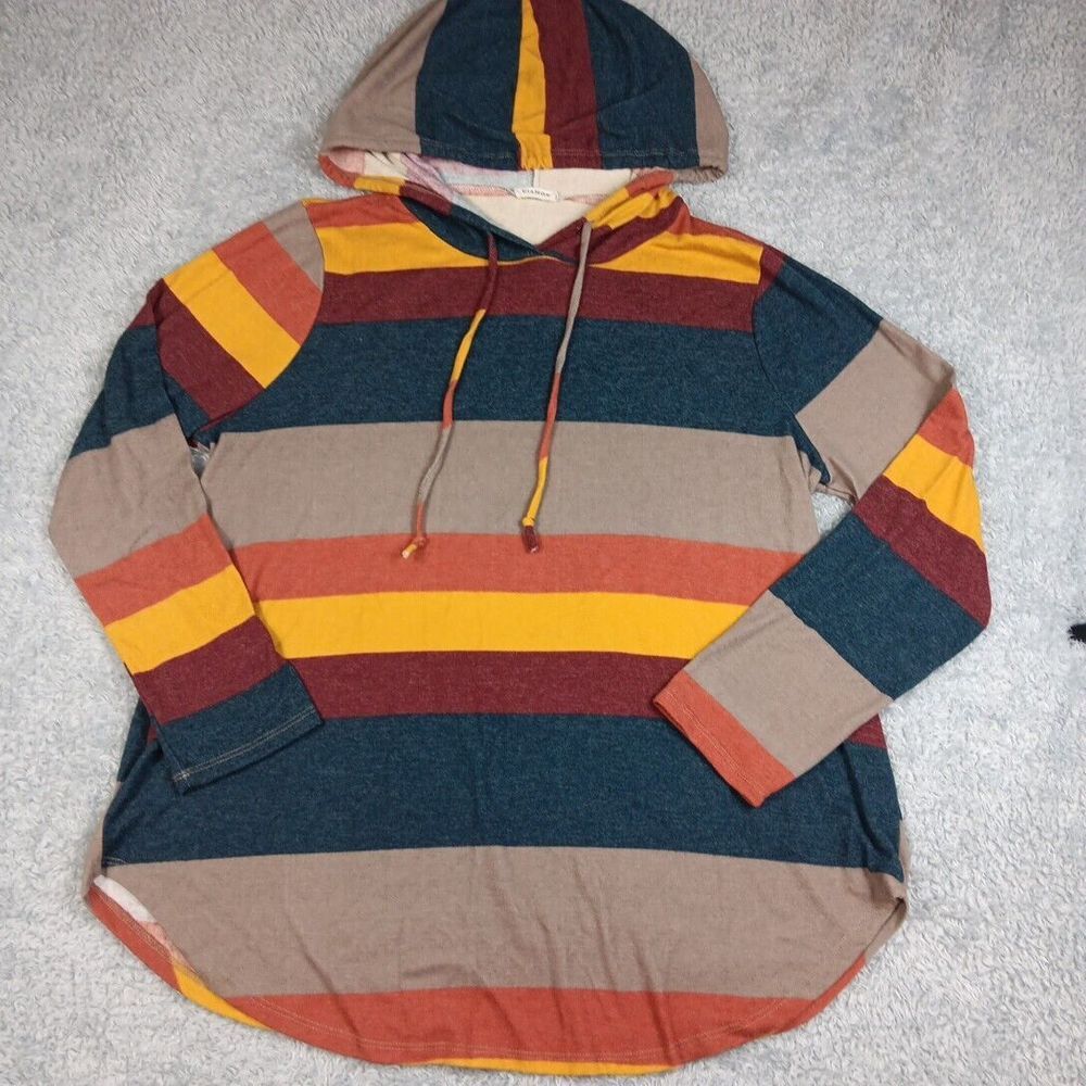 Viamor Womens Vintage 2X Long Sleeve Multi Fall Colored‎ Hooded Top Made in USA